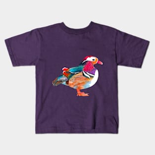 Mandarin duck in vibrant watercolor Kids T-Shirt